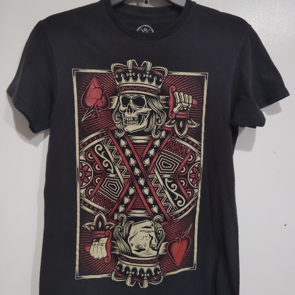 Black Graphic T-Shirt with Playing Card Design